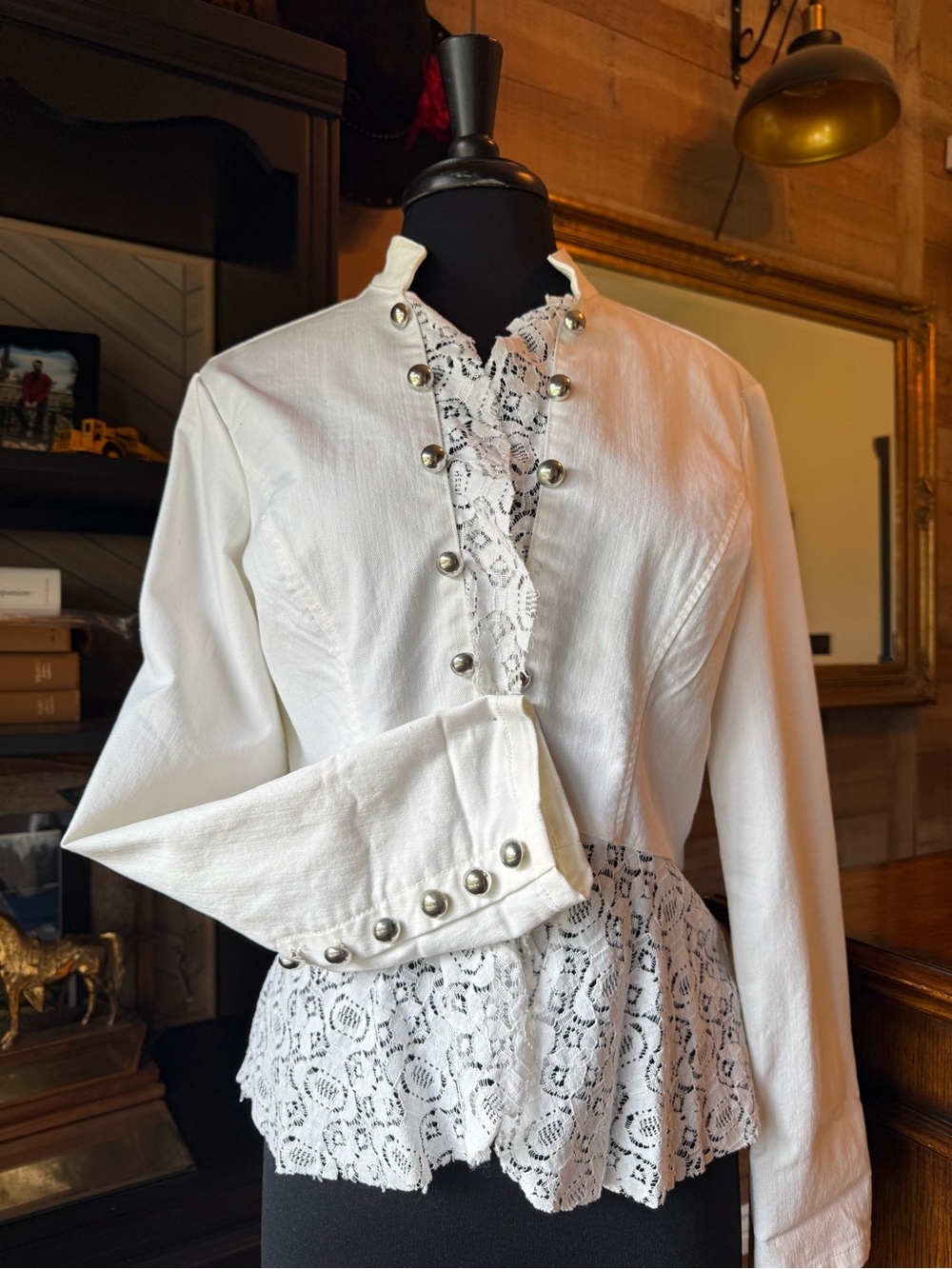 Lace-Trim White Women's Button Jacket